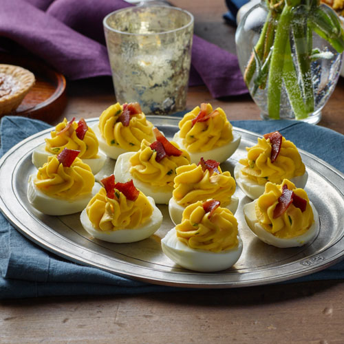 Deviled Eggs with Turkey Bacon