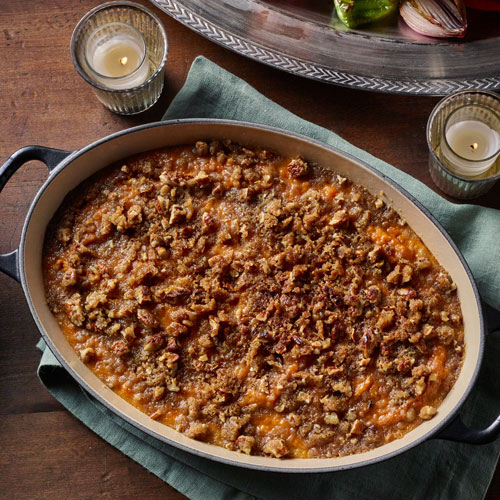 Sweet Potato Casserole with Roasted Pecans